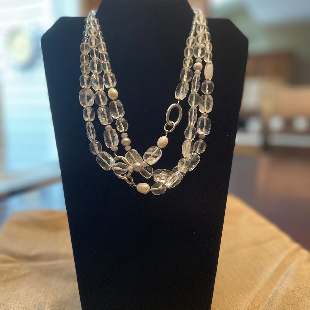 Silpada N1789 Gray and White Freshwater Pearl, Glass, and Sterling Silver Neckla
